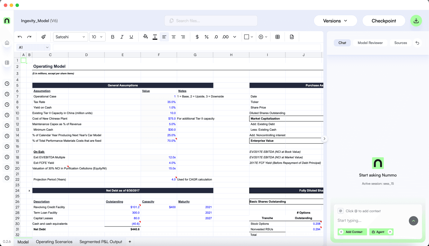 Nummo spreadsheet interface